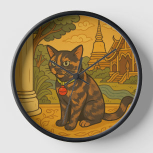 Belle horloge de chats Siam