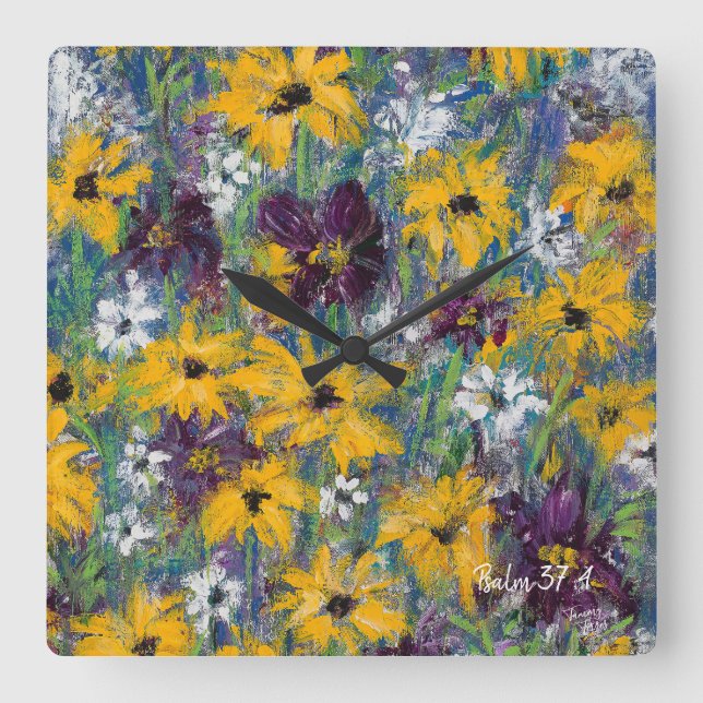 Belle Horloge Florale - Psaume 37:4 (Recto)