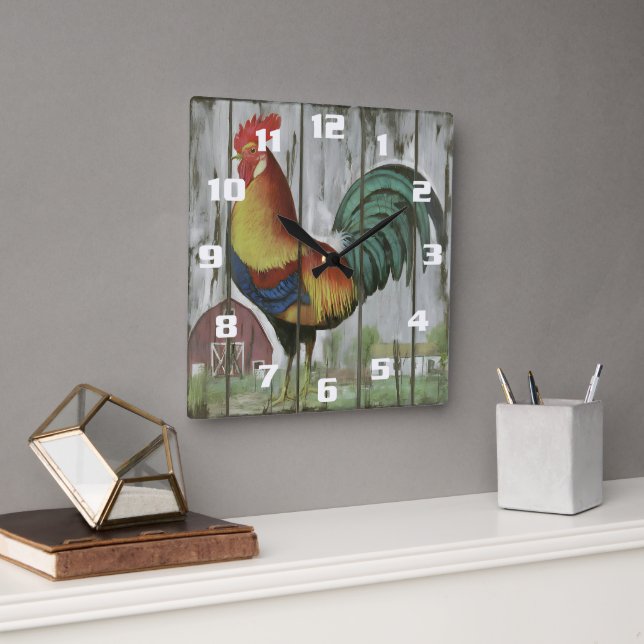 Belle horloge murale coq de ferme de campagne (Bureau)