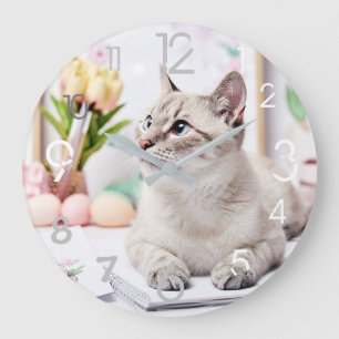 Belle horloge murale de peinture de chats