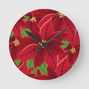 Belle horloge ronde Poinsettia