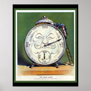 Belle horloge Vintage Poster 1909 Politique Humour