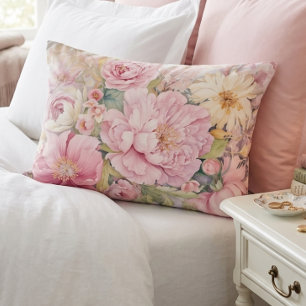 Belle housse de coussin à pivoines roses