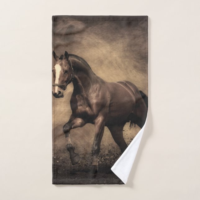 Belle housse de coussin de cheval brun (Serviette à main)