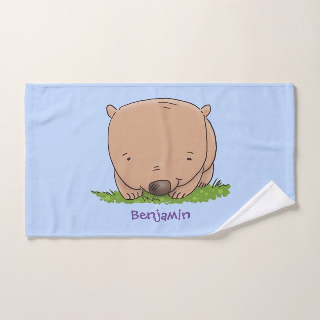 Belle illustration de dessin animé de bébé wombat (Serviette à main)