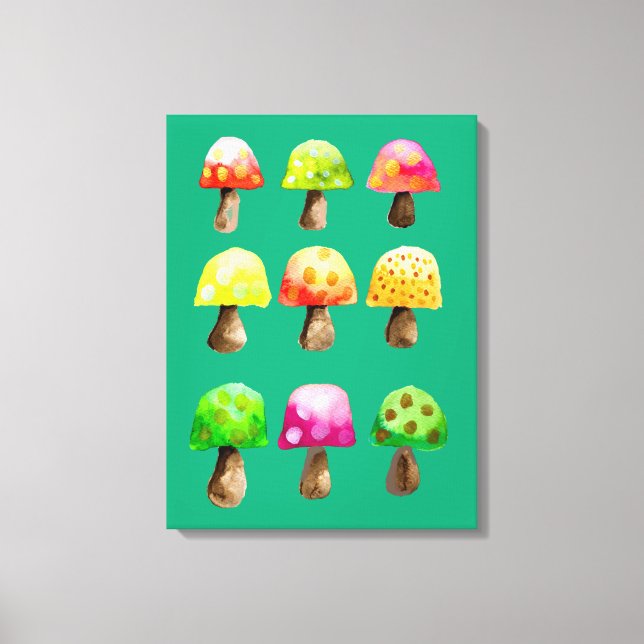 Belle impression de toile de champignons colorés (Recto)