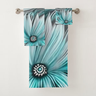 Belle impression Florale Turquoise Bleue