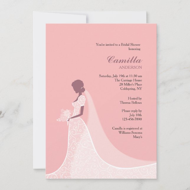 Belle invitation à la douche de mariée (Devant)