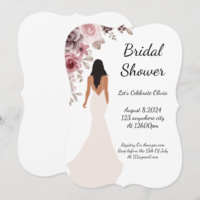 belle invitation à la douche nuptiale fleurie (Devant / Derrière)