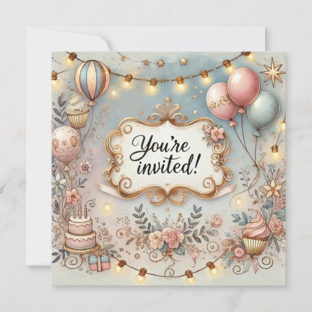 Belle Invitation Anniversaire (Devant)