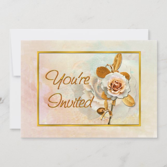 Belle Invitation Avec Rose (Devant)