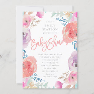 Belle Invitation Baby shower Aquarelle florale
