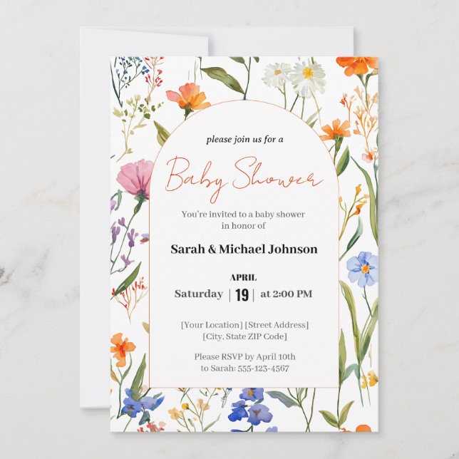 Belle Invitation Baby shower Floral (Devant)