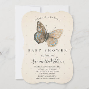 Belle invitation Baby shower papillon