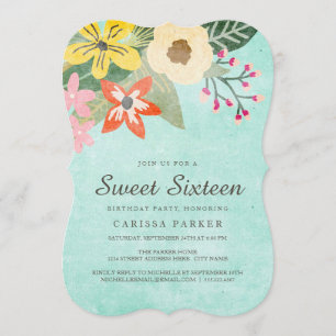 Belle invitation d'anniversaire de sweet sixteen