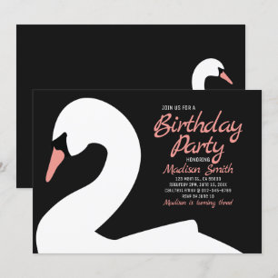 Belle invitation d'anniversaire du cygne blanc