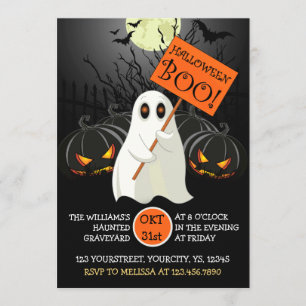 Belle invitation de fête d'Halloween avec fantôme 