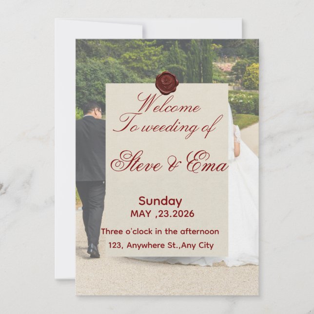 Belle invitation de mariage romantique | Élégant L (Devant)