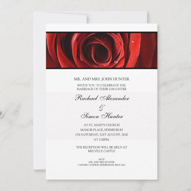 Belle invitation des Mariages de la Rose rouge - B (Devant)