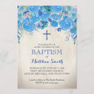 Belle Invitation Florale Baptême, Bébé