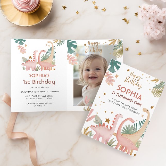 Belle Invitation Pink Dino Plié (Créateur téléchargé)