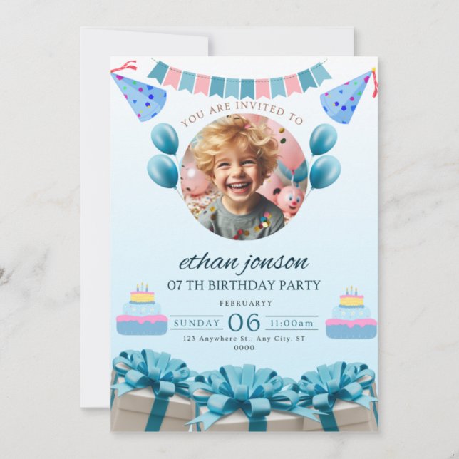 Belle invitation pour l'anniversaire des enfants (Devant)
