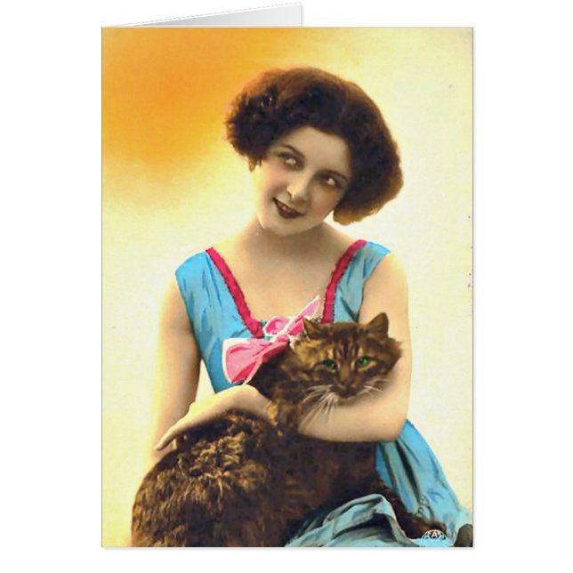Belle jeune fille et son chat (Devant)