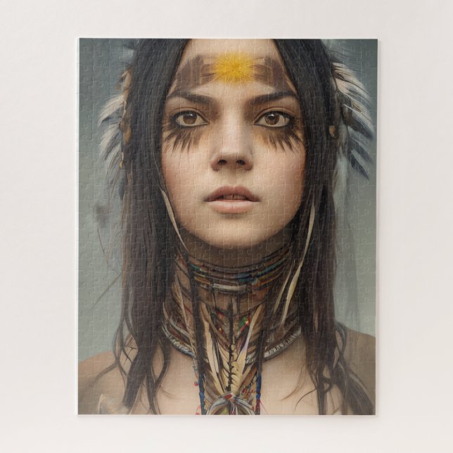 BELLE JEUNE INDIENNE NATIVE FILLE JIGSAW PUZZLE (Vertical)