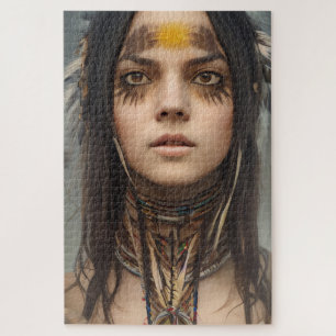 BELLE JEUNE INDIENNE NATIVE FILLE JIGSAW PUZZLE