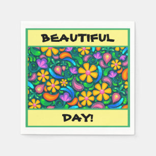 "BELLE JOURNÉE!" SERVIETTE EN PAPIER FLORAL