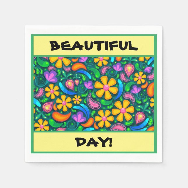 "BELLE JOURNÉE!" SERVIETTE EN PAPIER FLORAL (Devant)