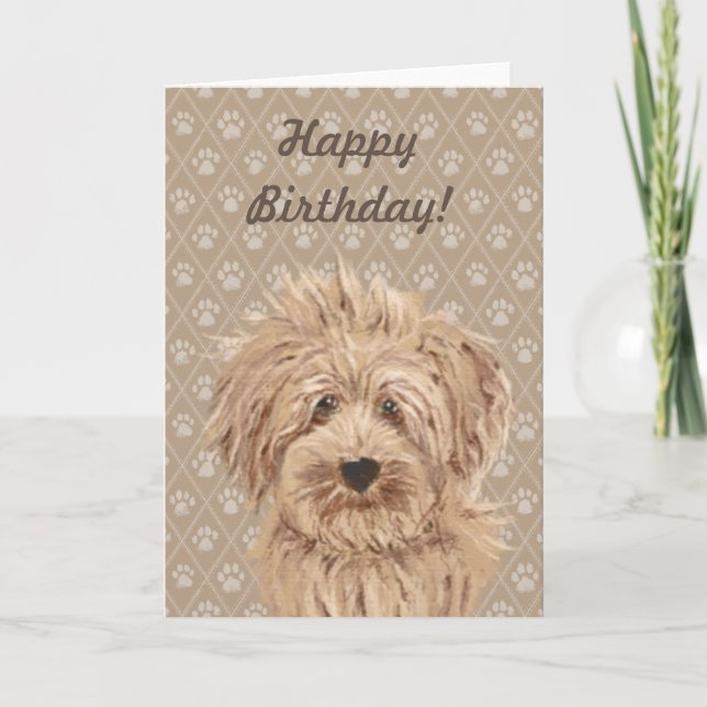 Belle Labradoodle Dog Peinture Carte Anniversaire (Devant)