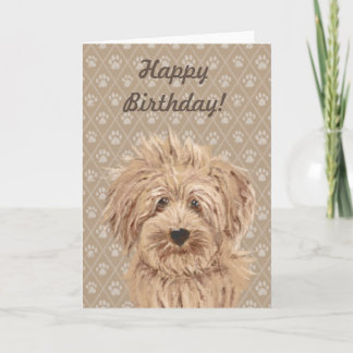 Belle Labradoodle Dog Peinture Carte Anniversaire