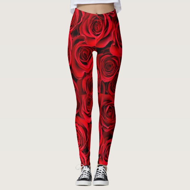 Belle leggings de roses rouges (Devant)