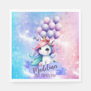 Belle licorne avec serviettes en papier ballons