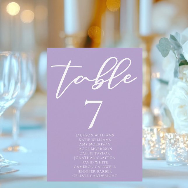 Belle Lilac Purple Mariage Carte de table avec nom (Créateur téléchargé)