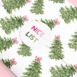 Belle Liste Pink & Green Christmas Fun Sticker Ron<br><div class="desc">Cet autocollant rond "Nice Liste" est l'ajout parfait à votre processus d'emballage cadeau lui donnant un accent drôle et en choisissant quel récepteur-cadeau a été vilain ou gentil. Il fera en fin de compte de votre expérience cadeau très délicieux et amusant. Vous pouvez également trouver l'autocollant "Naughty List" sur ma...</div>