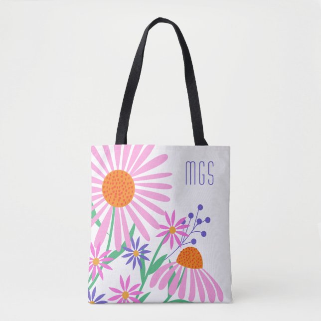 Belle marguerite sacs monogrammes personnalisés (Devant)