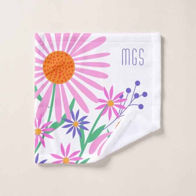 Belle marguerite sur mesure monogramme linge (Gant de toilette)