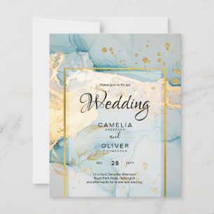 Belle Mer Verre Gold Mariage Inviter Turquoise