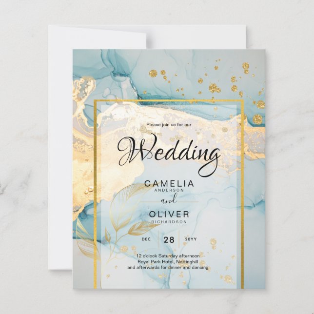 Belle Mer Verre Gold Mariage Inviter Turquoise (Devant)