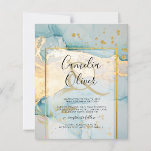 Belle Mer Verre Gold Mariage Inviter Turquoise