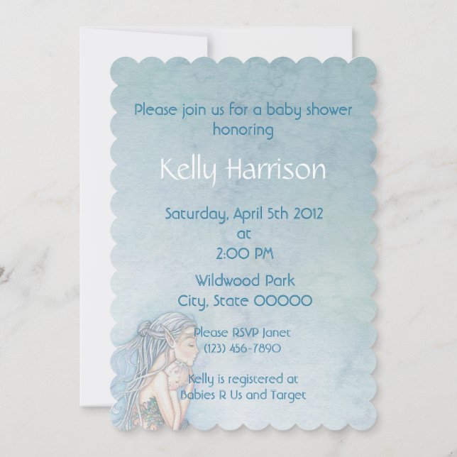 Belle Mère et Bébé Invitation Baby Shower de Sirèn (Dos)