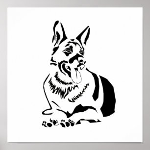 Belle minimaliste B&W German Shepherd Poster