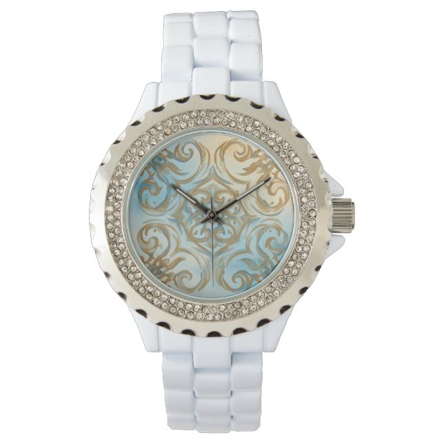 Belle Montre eWatch Mozaik Or Bleu (devant)