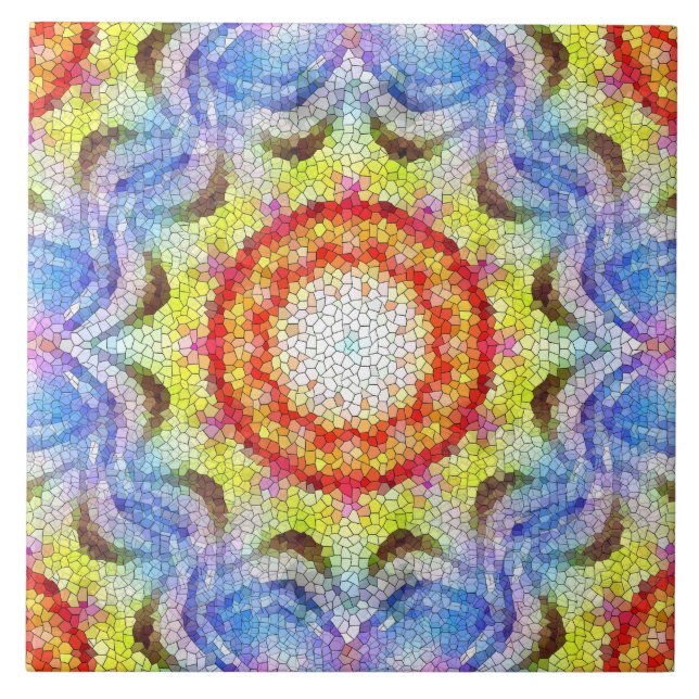 Belle mosaïque brillante Carreaux soleil Fleur (Devant)