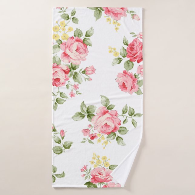 Belle motif de fleur rose, petite bouqu fleurie (Serviette de bain)