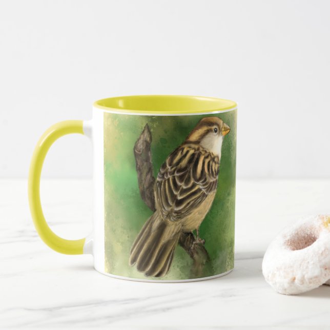 Belle Mug avec petit Bruant - Peinture (Avec donut)