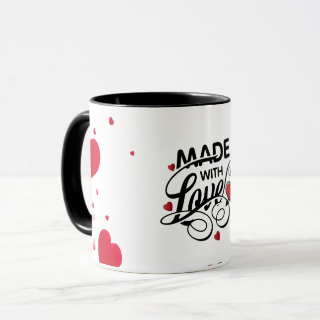 Belle Mug blanche : Fabriquée avec amour (Devant gauche)