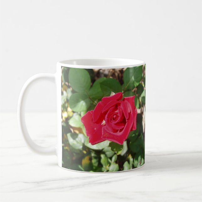 Belle Mug de café à fleurs rouges (Gauche)